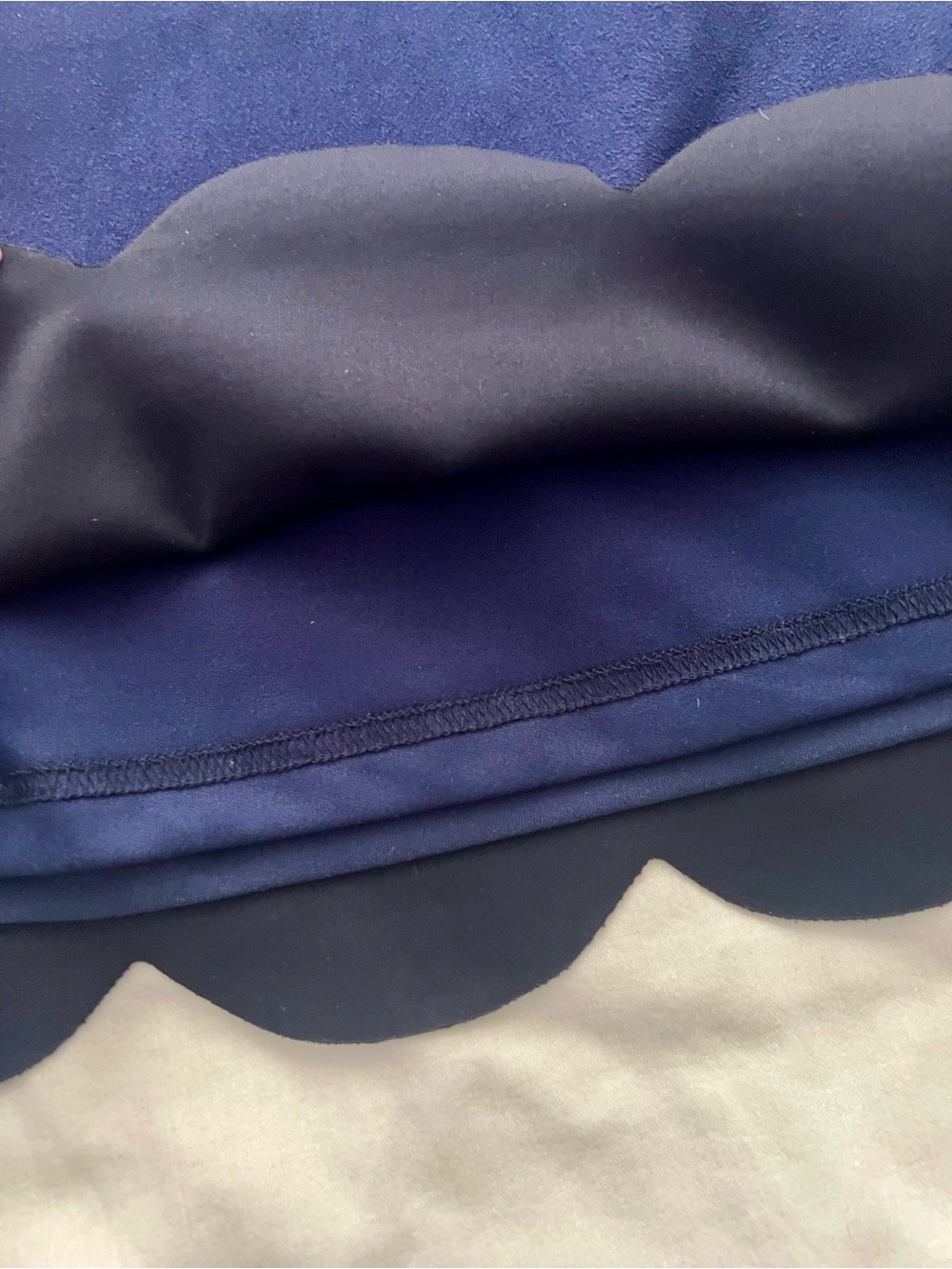 Aqua Faux Suede Navy Scalloped Mini Skirt, Size Large - Picture 5 of 13